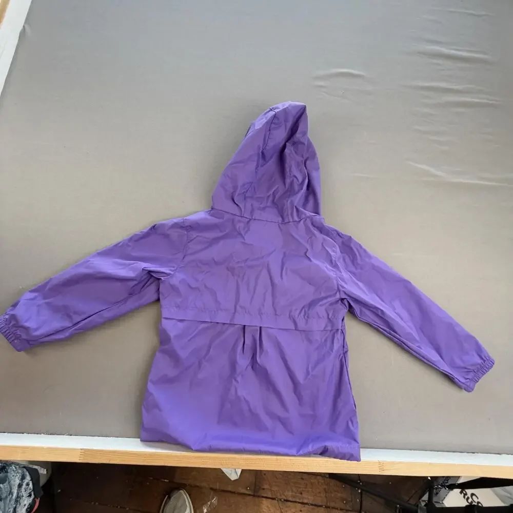 Columbia Raincoat Jacket Girls 4T Purple Hooded Lightweight Full Zip Nylon Shell